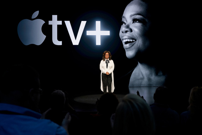 Oprah Winfrey announcing her Apple TV+ series earlier in 2019