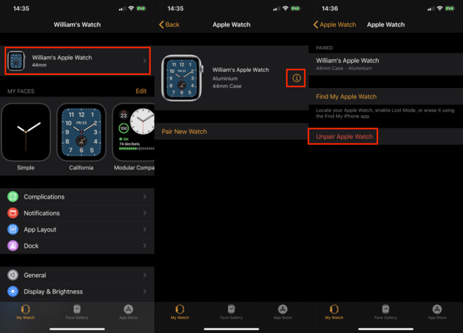 Three steps to unpairing your Apple Watch. This will force a backup first.