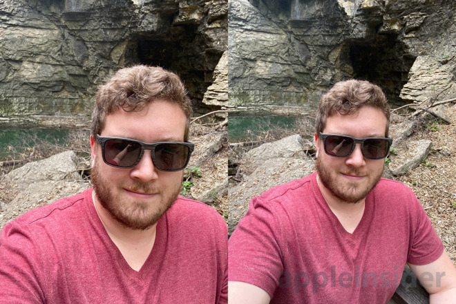 The standard wide selfie compared to the new ultra wide selfie