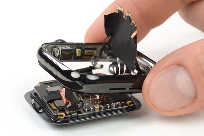 Breaking the seal on the Apple Watch Series 5 - photo courtesy iFixit