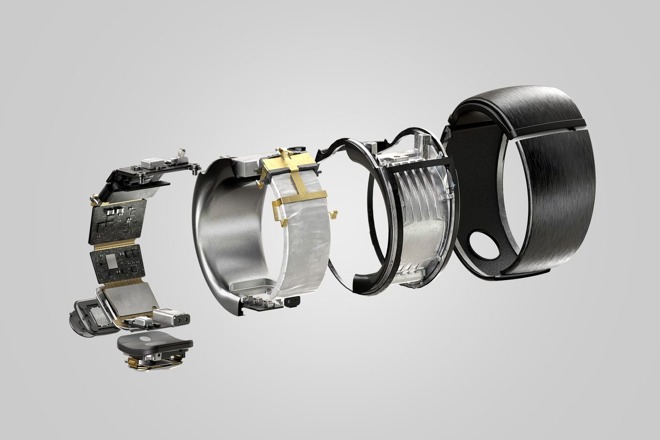 Exploded view of Amazon's Echo Loop smart ring
