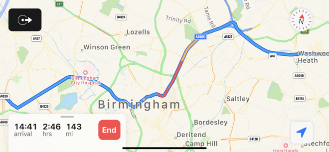 The blue, red and amber lines on an Apple Maps route indicate traffic conditions and that data is crowdsourced from all iPhones in the area that have Location Services enabled. However, the data is anonymized.