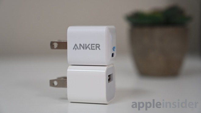 Anker PowerPort Nano III  compared to Apple's 5W charger