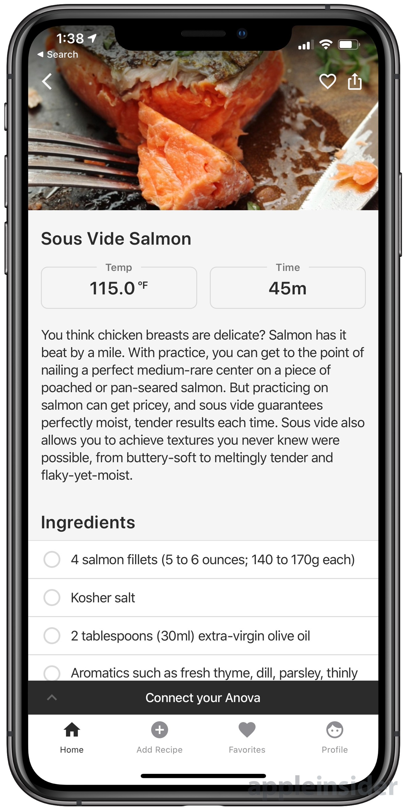 Anova Culinary app connects over Bluetooth