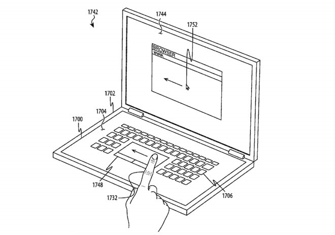 Apple patent illustration for a two-screen MacBook or MacBook Pro