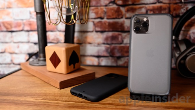 Caudabe Sheath (laying down) and Synthesis (standing up) cases for iPhone 11 Pro