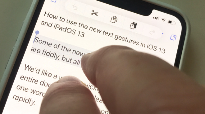 It's a bit cramped, but we're using the new three-finger gesture to copy selected text