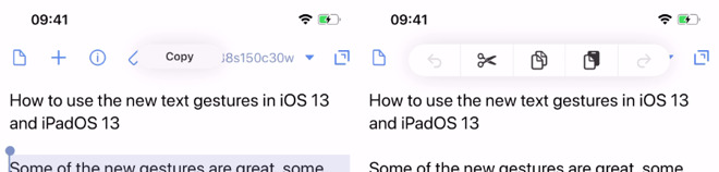 When you use the new gestures, iOS 13 and iPadOS 13 show you a description of what you've done -- or offers you controls to do more.