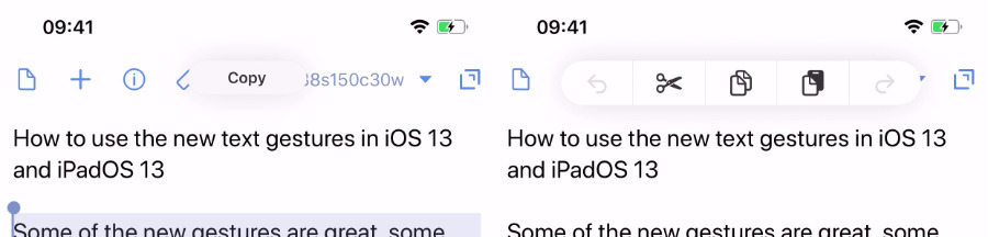 When you use the new gestures, iOS 13 and iPadOS 13 show you a description of what you've done &mdash;  or offers you controls to do more.