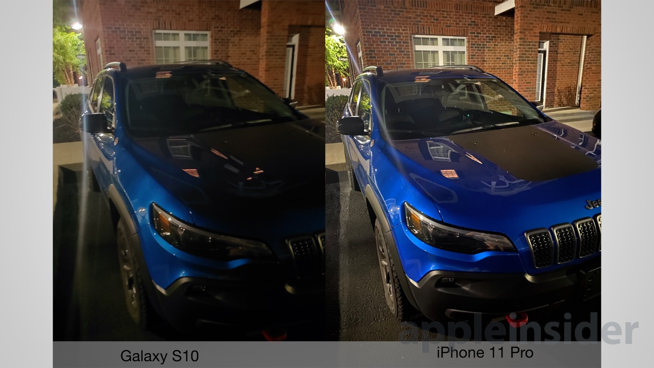 Night mode on iPhone 11 Pro (right) and Galaxy S10 (left)