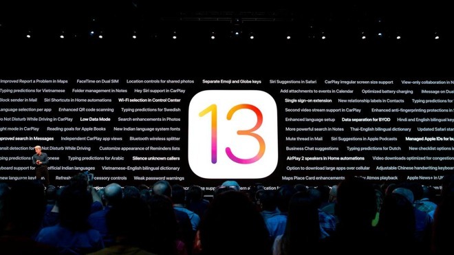 Craig Federighi announcing iOS 13 at the 2019 WWDC