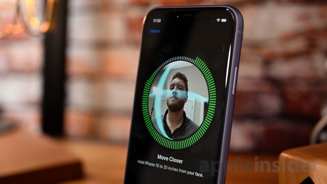 Face ID registration on iPhone 11