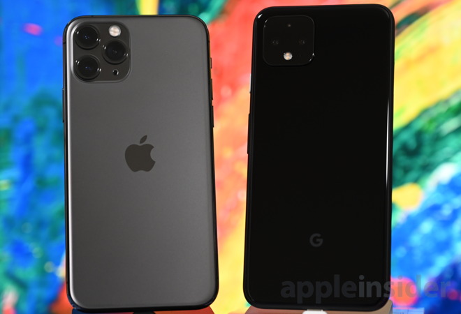 iPhone 11 Pro (왼쪽) 및 Pixel 4 (오른쪽)