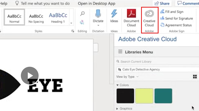 Creative Cloud Libraries in Word