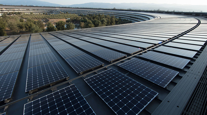 Apple Park is outfitted with solar panels (Image Credit: Apple)