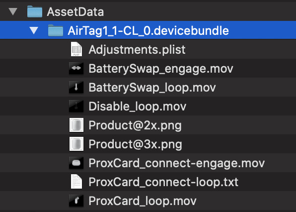 The AirTag folder contents within iOS 13.2 (Source: 9to5mac)