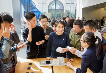 Scenes from Apple Stores as AirPods Pro go on sale