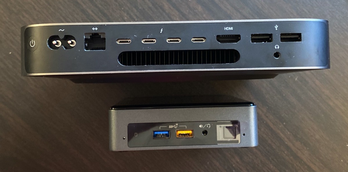Front-facing ports on the Intel NUC