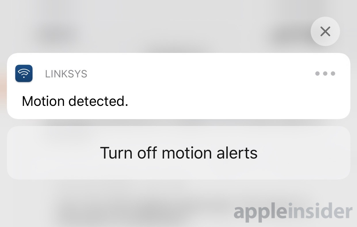 Linksys Aware motion alert