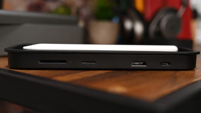 An SD card reader, micro SD card reader, HDMI 2.0, and another USB-C port on the BentoStack PowerHub USB-C hub