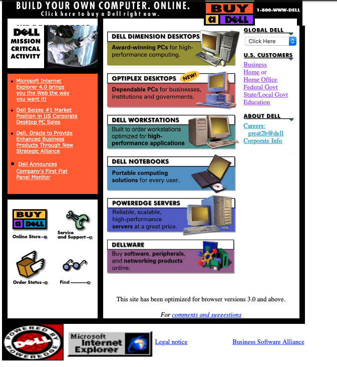 How Dell's hugely successful online store looked around the time Apple launched its own