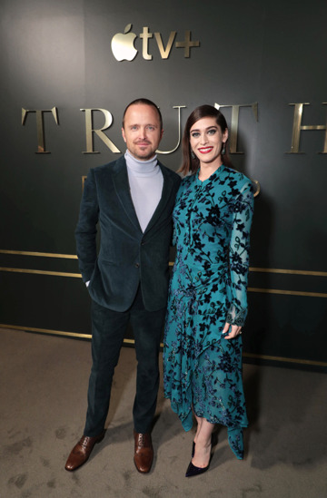 Stars Aaron Paul and Lizzy Caplan at the Hollywood premiere of 