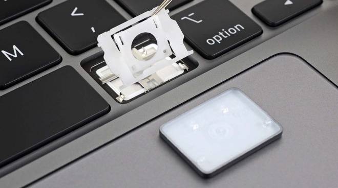 The 2019 16-inch MacBook Pro's keyboard mechanism (via iFixit)
