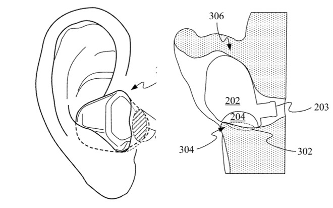 Detail from Apple patent regarding the use of earbuds with biometric sensors