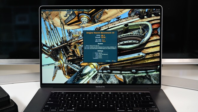 Unigine Heaven benchmark results on the 16-inch MacBook Pro