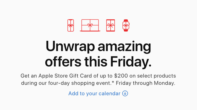 Detail from Apple's Black Friday announcement page
