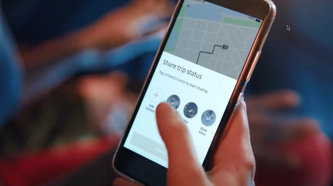 Uber's app contains the ability to share your ride details