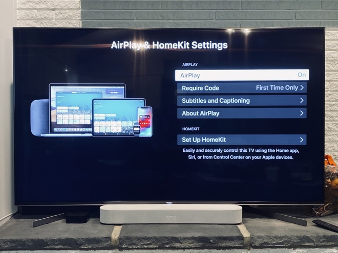 AirPlay and HomeKit Settings on the Sony X950G smart TV