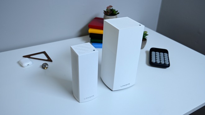 The Velop AC5300 tri-band (left) compared to the new Velop AX5300 Wi-Fi 6 router (right)