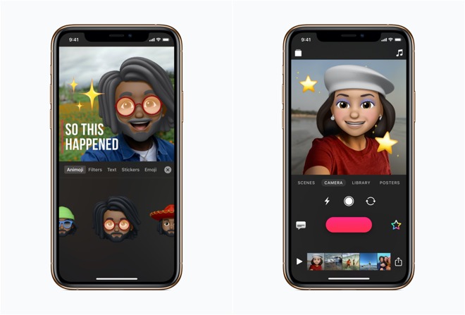 Screen captures from Apple's new Clips 2.1, updated on Thursday