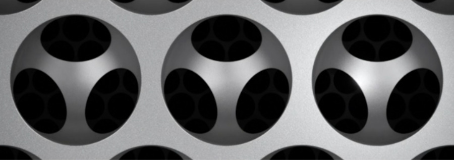 Close up of the lattice design of the Mac Pro case.