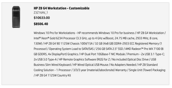 Comparing a similarly configured HP workstation to the entry-level Mac Pro