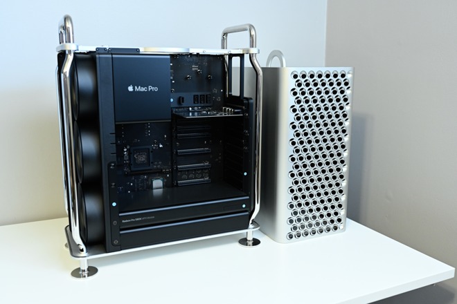 The Mac Pro with the case removed