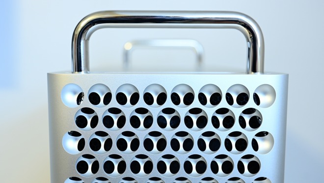 The front handle of the Mac Pro
