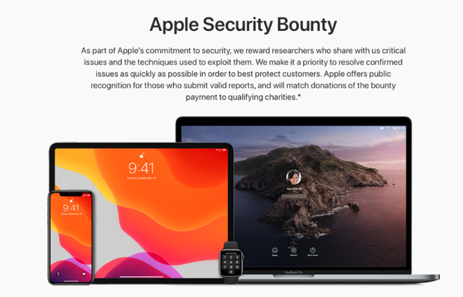 Detail from Apple's new Apple Security Bounty page