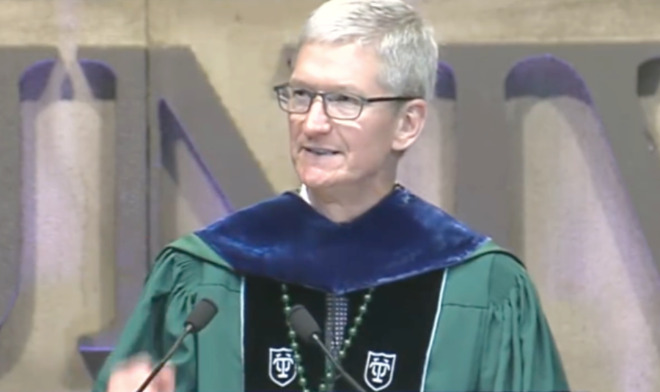 Tim Cook speaking at Tulane University