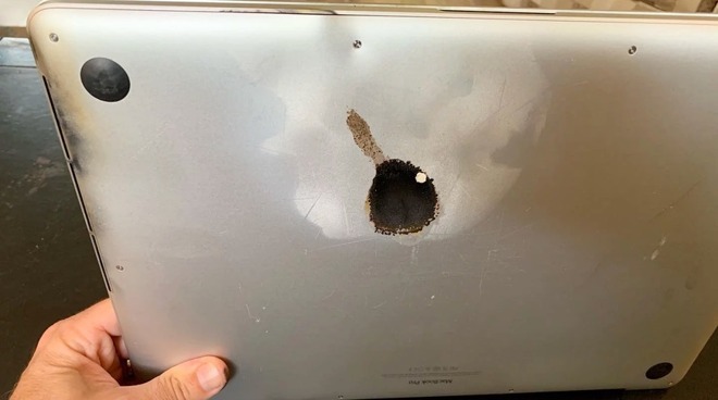 A MacBook Pro battery burn. (Source: Steve-Gagne on Facebook)