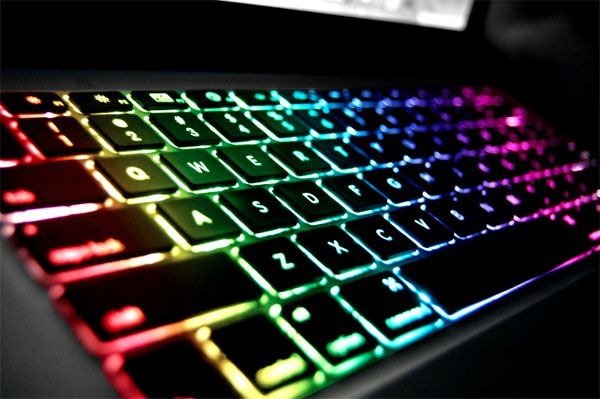 Colored backlit keyboard mod on an older MacBook Pro