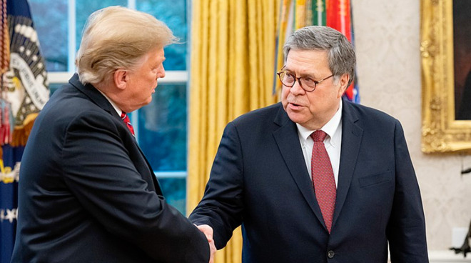 Attorney General William Barr with President Donald Trump