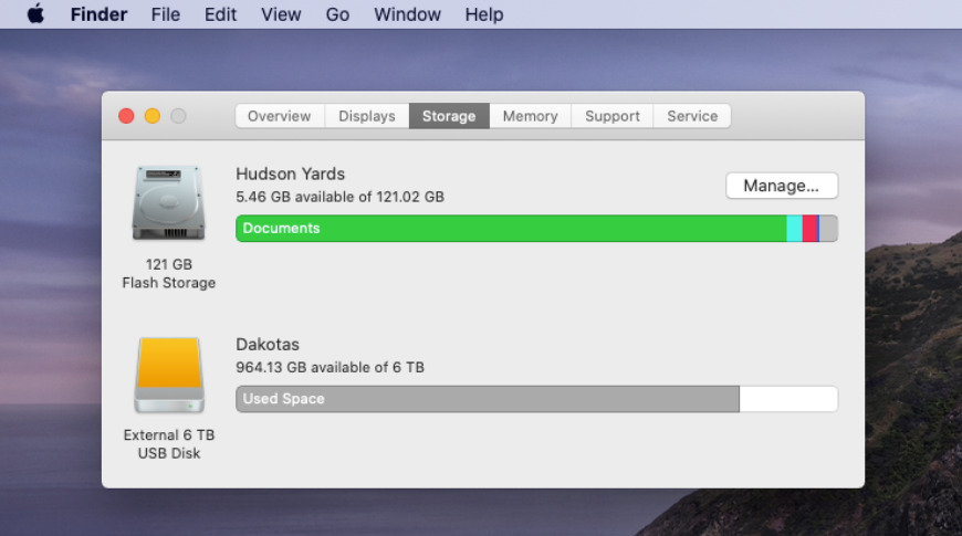 how to manage storage on mac says other