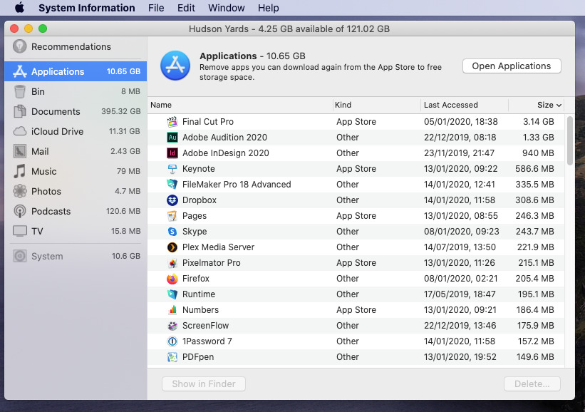 We'd be wary of deleting applications, but it is a quick way to reclaim quite a bit of space