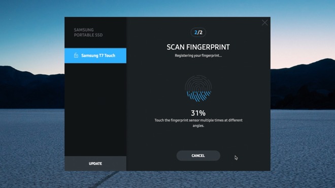 Samsung T7 Touch SSD fingerprint enrollment