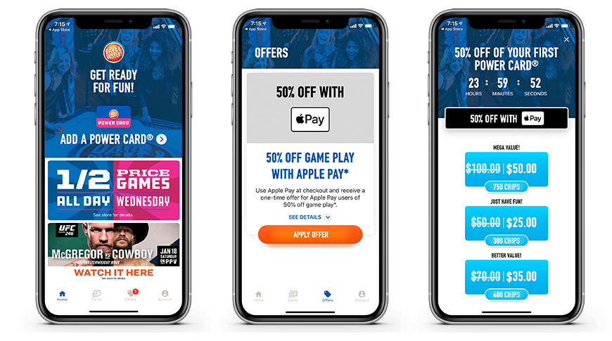photo of Apple Pay promotion gives 50% off Dave & Buster's Power Card packages image