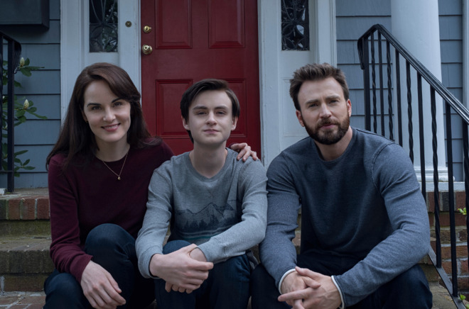 Michelle Dockery, Jaeden Martell and Chris Evans in