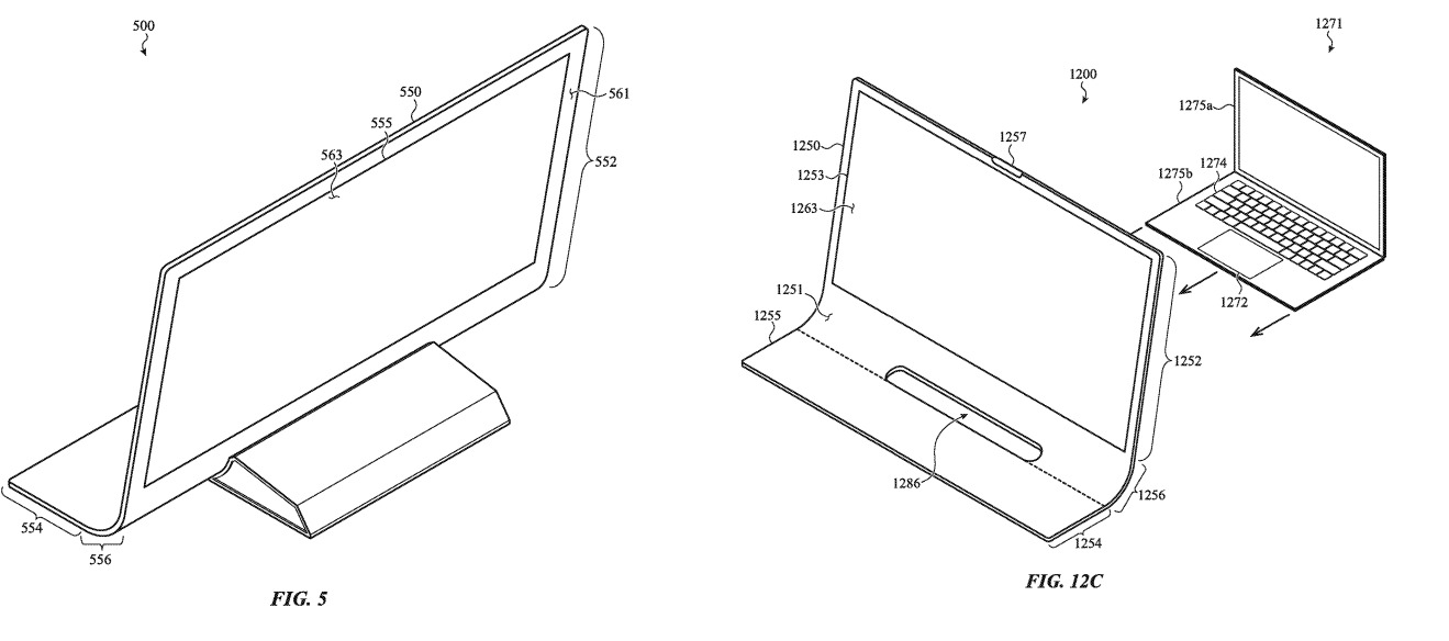 Examples of the rear wedge concept and the hole, which could accept a MacBook's keyboard section