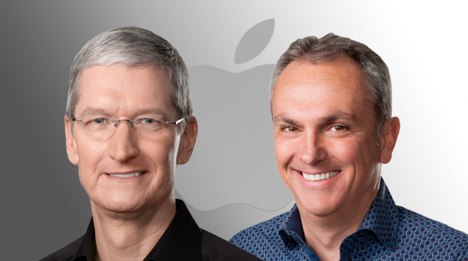 Tim Cook (left) and Luca Maestri (right)
